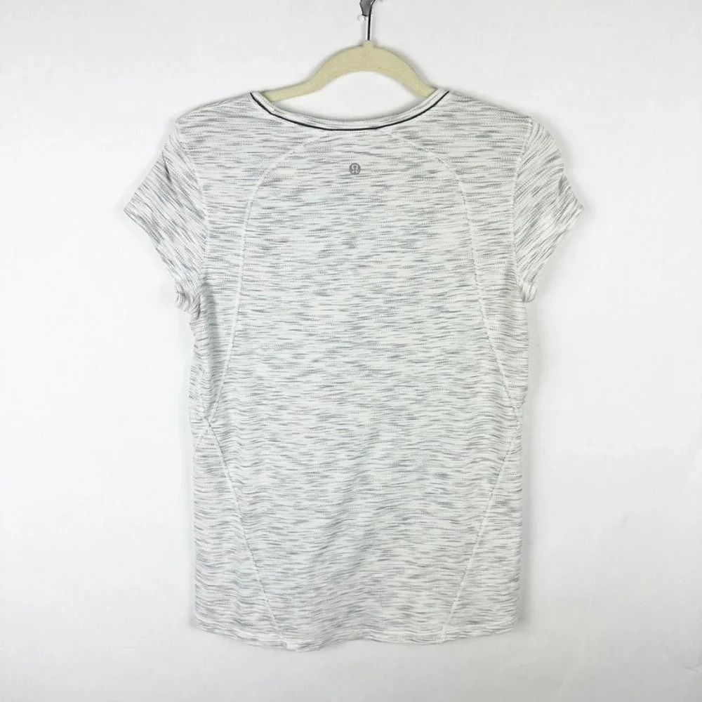 Lululemon Another Mile Short Sleeve Shirt Size 6 Tiger Space Dye Black White - Picture 4 of 4